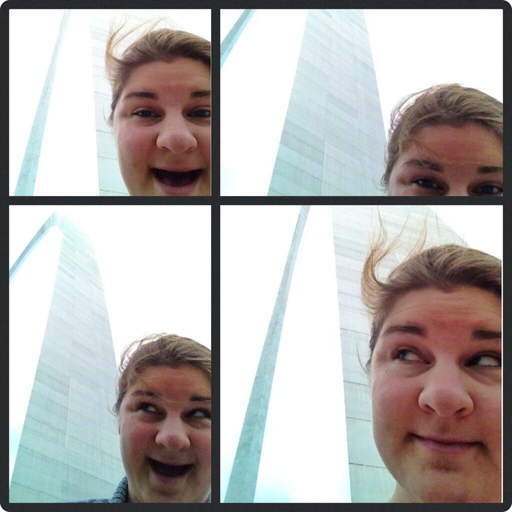 D'nelle, self-proclaimed digital consultant, at the Gateway Arch in St. Louis, May 2013 - that's one heck of a curve, right there