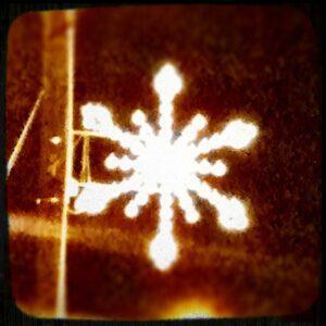 Winter snowflake light on a telephone pole in Hendersonville, TN