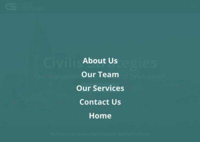 Civilis Strategies site screencapture, navigation menu.