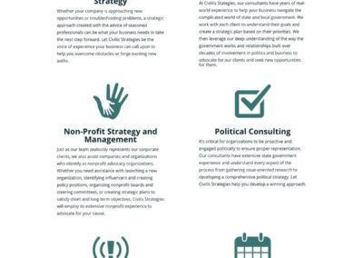 Civilis Strategies site screencapture, the services archive page. 