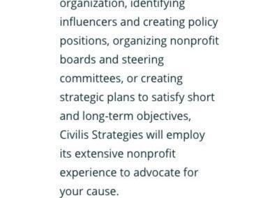 Civilis Strategies site screencapture, mobile view. 
