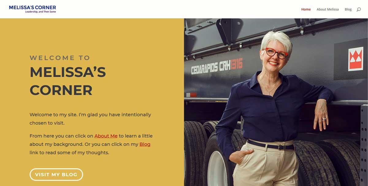 screenshot of the newly redesigned homepage of Melissa Holobach's website