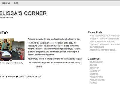 home page from Melissa's site before it was redesigned