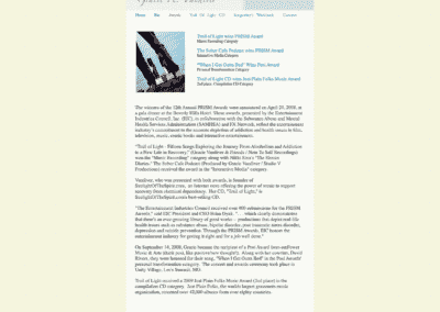 a screenshot of the old design of gracievandiver.com's Awards page