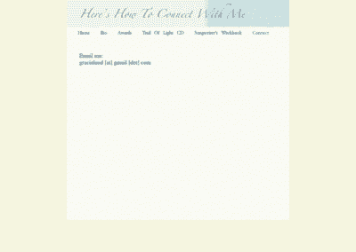 a screenshot of the old design of gracievandiver.com's Contact page