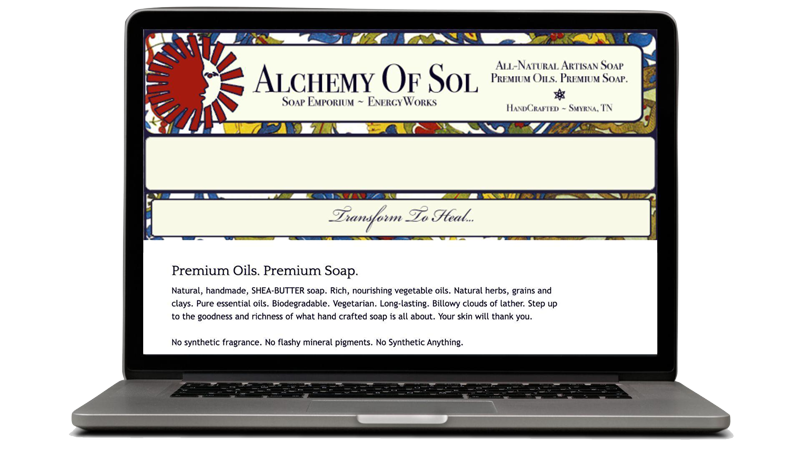 A screenshot of the Alchemy of Soul website, one of BIPi's first projects. 